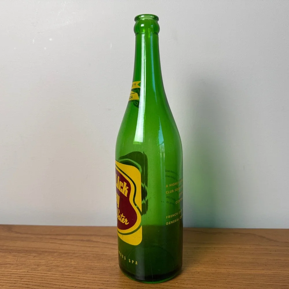 Vintage French Lick Valley Sparkling Water Green Glass‎ Bottle 1 Pint 8 Oz ACL